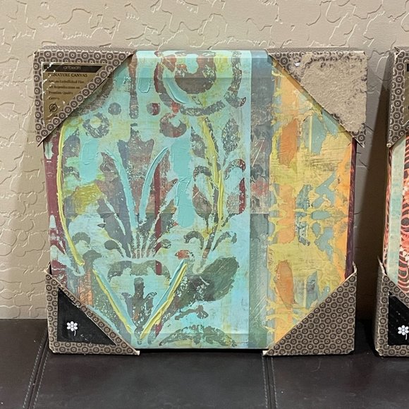 Artbeats Set of 2 Canvas Prints Aqua Blue Multi Color 12" Square Each New! - Picture 3 of 8